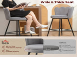 Set of Two Velvet-Feel Lotus Bar Stools - Grey T3398P377907