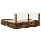 Bed Frame with Drawer Smoked Oak 180 x 200 cm Engineered Wood 3412161