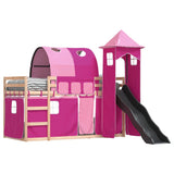 Bunk Bed without Mattress with Slide and Curtains Pink 90x200 cm 3284163