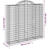 Arched Gabion Baskets 7 pcs 200x50x180/200 cm Galvanised Iron 3146409
