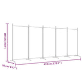 5-Panel Room Divider White 433x180 cm Fabric 350266