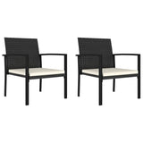 Garden Dining Chair Set of 2 Black Poly rattan Medium Durable 317170