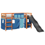 Kids' Loft Bed with Curtains Blue 80x200 cm Solid Wood Pine 3309072