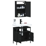 ZNTS 2 Piece Bathroom Furniture Set Black Engineered Wood 3214775