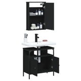ZNTS 2 Piece Bathroom Furniture Set Black Engineered Wood 3214775
