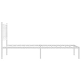 Metal Bed Frame without Mattress with Headboard White 90x200cm 376170
