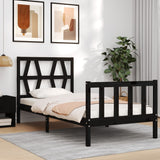 Bed Frame without Mattress Black Small Single Solid Wood Pine 3192455