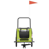 Pet Bike Trailer Green and Grey Oxford Fabric and Iron 93899