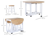 Folding 3 Pieces Bar Table Set, Mobile Dining Table and 2 Stools with Storage Shelf, 2 Drawers and 6 T3398P330500
