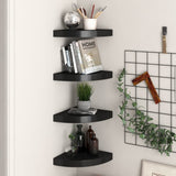 Floating Corner Shelves 4 pcs Black 25x25x3.8 cm MDF 323900