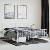 Metal Bed Frame without Mattress with Footboard White 200x200cm 352554