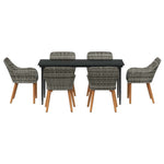 Garden Dining Set with Cushion 7 pcs Grey Poly Rattan 3261681