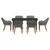 Garden Dining Set with Cushion 7 pcs Grey Poly Rattan 3261681