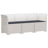 3-Seater Garden Sofa with Cushions Rattan Look PP White 3443829