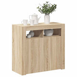 Sideboard with LED Lights Sonoma Oak 80x35x75 cm 804331