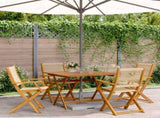 5 Piece Garden Dining Set Beige Polypropylene and Solid Wood 3281831
