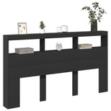Headboard Cabinet Black Engineered wood 180x17x102 cm 839211