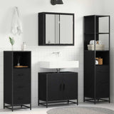 Bathroom Furniture Set 4 pcs Black Oak Engineered Wood 3402377