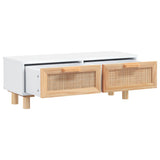 ZNTS Coffee Table White 80x40x30 cm Engineered Wood&Solid Wood Pine 345621