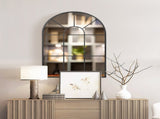 Arched Wall Mirror Modern, 91 x 60 cm, Window Style for Living Room, Bedroom, Sleek Design, Black T3398P329576
