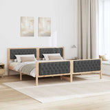 Bed Frame with Headboard Dark Grey 200 x 200 cm Solid Pine Wood 3394269