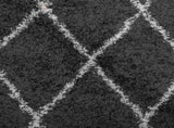 Shaggy Rug PAMPLONA High Pile Modern Black and Cream 140x200 cm 375411