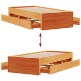 Bed Frame without Mattress with Drawers Wax Brown 100x200 cm Solid Wood Pine 3308812