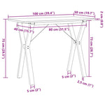 ZNTS Dining Table Y-Frame 100x50x75 cm Solid Wood Pine and Steel 3282719