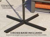 2.5M Garden Cantilever Parasol, Offset Roma Patio Umbrella Hanging Sun Shade Canopy Shelter with T3398P315973