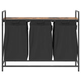 Laundry Basket 3 Compartments with Shelf Smoked Oak 859062