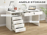 Computer Desk, Home Office Desk with Lockable Drawer, Storage Shelf for Study Bedroom, 110 x 50 x 76 T3398P378012