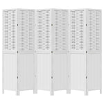 Room Divider 6 Panels White Solid Wood Paulownia 358730