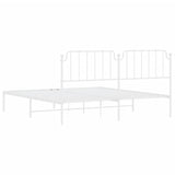 ZNTS Metal Bed Frame with Headboard White 160x200 cm 373939