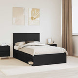 Bed Frame with Headboard Black 120 x 200 cm Solid Pine Wood 3409382