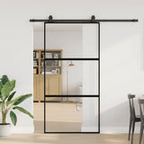 Sliding Door with Hardware Set Black 102.5x205 cm Tempered Glass 3375876