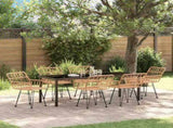 Garden Dining Set 7 pcs Brown Powder-Coated Steel 3379182