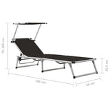 Sun Lounger Black Aluminium, Textilene Standard adult size 312458