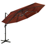 Garden Parasol Terracotta Polyester, Powder-Coated Aluminium Large 313833