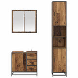 Bathroom Furniture Set with Door 3 pcs Old Wood Engineered Wood 3402533