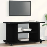TV Cabinet with Castors Black Oak 80x40x45 cm Engineered Wood 862404