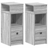 Bedside Cabinets 2 pcs with Drawer Grey Sonoma 25x31x66 cm 858625