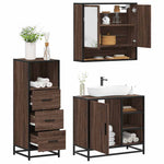 ZNTS 3 Piece Bathroom Furniture Set Brown Oak Engineered Wood 3301059