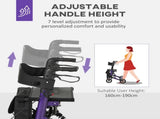 Folding Rollator Walker with Seat, Backrest, Lightweight Walking Frame with Storage Bag, Dual T3398P343246