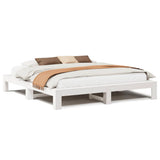 Bed Frame without Mattress White 200x200 cm Solid Wood Pine 3308727