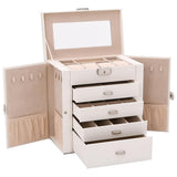 Jewellery Box 5-Layer with Mirror Lockable White 4103562