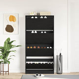Shoe Cabinet Black oak 80 x 21 x 163.5 cm Engineered wood 3334027