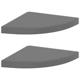 Floating Corner Shelves 2 pcs High Gloss Grey 35x35x3.8 cm MDF 323914