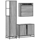 ZNTS 3 Piece Bathroom Furniture Set Grey Sonoma Engineered Wood 3301173