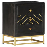 ZNTS Bedside Cabinet Black and Gold 40x30x50 cm Solid Mango Wood 286517