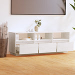 TV Cabinet White 140x37x50 cm Solid Wood Pine 813431